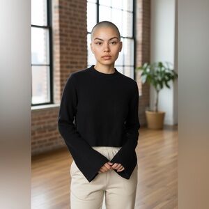 FRAME Stretch Cashmere Crewneck Sweater Black Noir Size Small LWSW1809